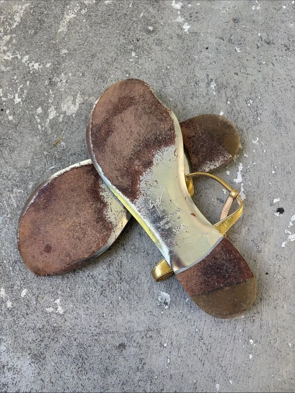 Giuseppe Zanotti silver gold flat skull sandals